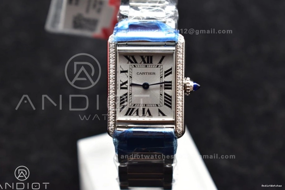 20.3mm ZipUp Ronda K11F On Bezel Bracelet Dial White Diamond Quartz With 1190 SS Tank SS Solo 1001